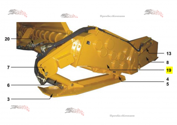 Картинка привод подборщика, левый 28-m28-007-160 для свеклопогрузчика franz kleine (кляйн) rl 200 sf mouse (мышка)