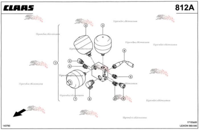 Картинка гидроаккумулятор 0000775911 для комбайна claas lexion 560