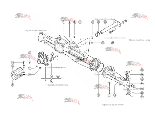 Картинка запчастей: Ведущий мост CARRARO 339595 ( 00678005 ) 20.18SD для кормоуборочного комбайна Claas Jaguar 890