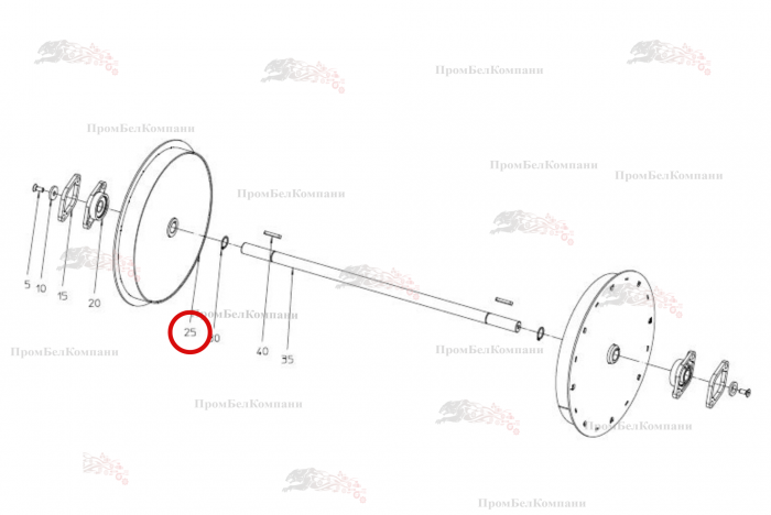 Картинка запчастей: Направляющее колесо 100.99359 для свеклоуборочного комбайна Grimme Rexor 620/630