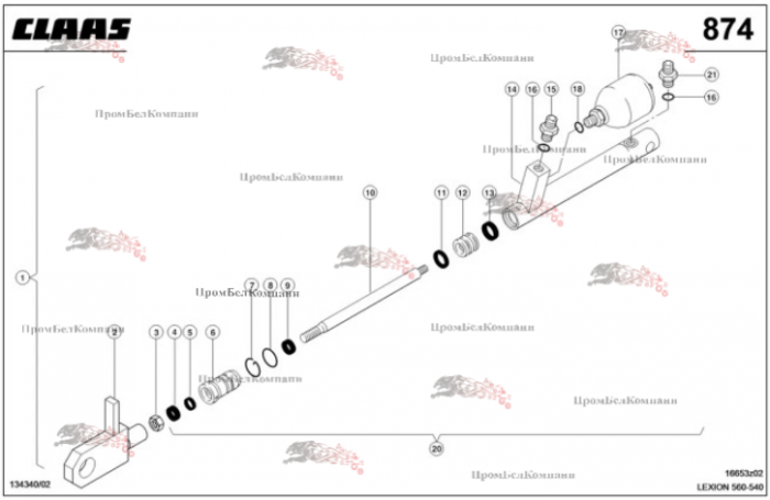 Картинка гидроцилиндр 0000406950 в сборе для комбайна claas lexion 560