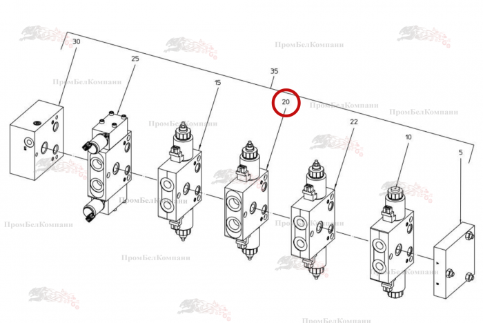 Картинка запчастей: Четырехходовой трехпозиционный клапан 25/25 л/мин B92.05669 для свеклоуборочного комбайна Grimme Rexor 620/630