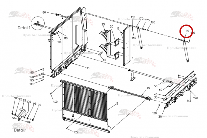 Картинка запчастей: Гидроцилиндр (цилиндр двойного действия) 092.02222 для свеклоуборочного комбайна Grimme Rexor 620/630