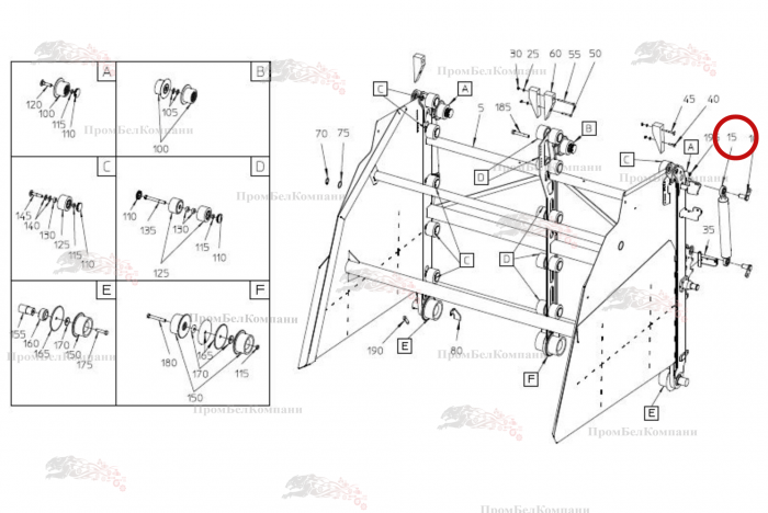Картинка запчастей: Гидроцилиндр (цилиндр двойного действия) 092.01370 для свеклоуборочного комбайна Grimme Rexor 620/630