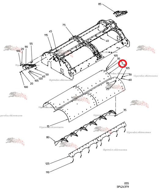 Картинка запчастей: Обшивка 076.05673 для свеклоуборочного комбайна Grimme Rexor 620/630