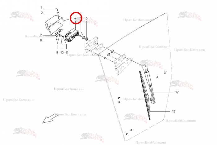 Картинка запчастей: Мотор стеклоочистителя B81.01162 для свеклоуборочного комбайна Grimme Rexor 620/630