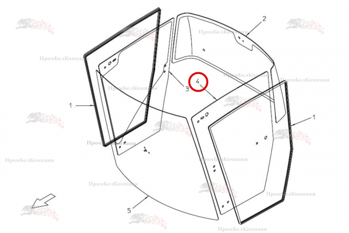 Картинка запчастей: Стекло двери слева B81.00949 для свеклоуборочного комбайна Grimme Rexor 620/630