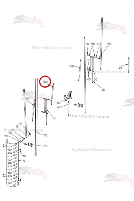 Картинка запчастей: Амортизатор B89.02505 для свеклоуборочного комбайна Grimme Rexor 620/630