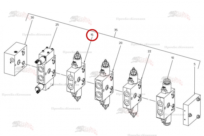 Картинка запчастей: Четырехходовой трехпозиционный клапан 0-40 л/мин B92.50470 для свеклоуборочного комбайна Grimme Rexor 620/630