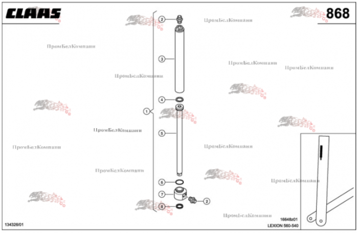 Картинка гидроцилиндр 0006691103 для комбайна claas lexion 560