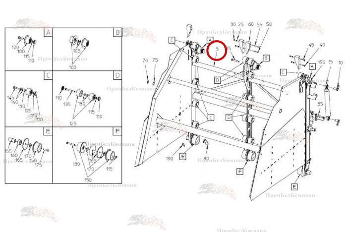 Картинка запчастей: Рама выгрузной части бункера 100.93961 для свеклоуборочного комбайна Grimme Rexor 620/630