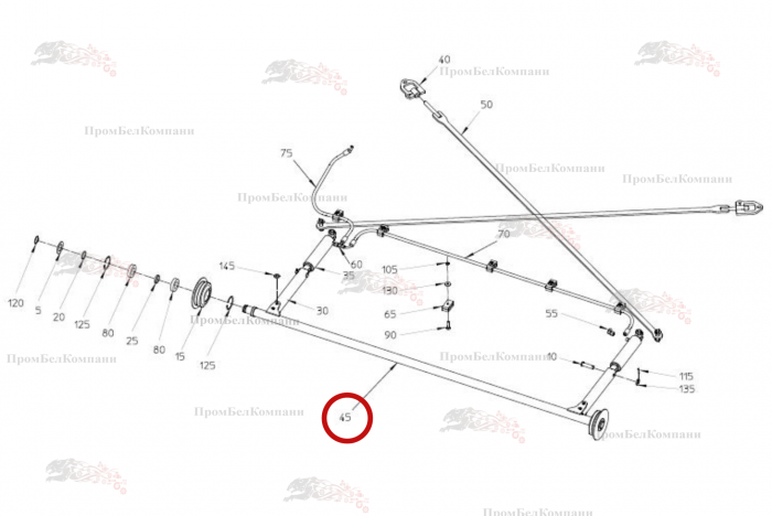 Картинка запчастей: Натяжной вал 101.04111 для свеклоуборочного комбайна Grimme Rexor 620/630