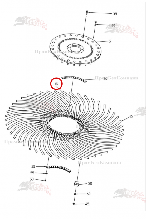 Картинка запчастей: Зубец 1500 справа изогнутый с выступами 032.02726 для свеклоуборочного комбайна Grimme Rexor 620/630