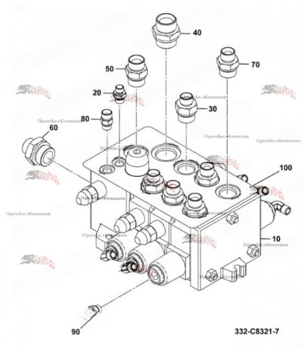 Картинка гидрораспределитель bosch rexroth r908407441 / jcb 334/f1364 для jсв 4сх