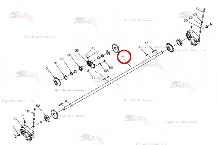 Картинка запчастей: Вал бункера 037.06967 для свеклоуборочного комбайна Grimme Rexor 620/630