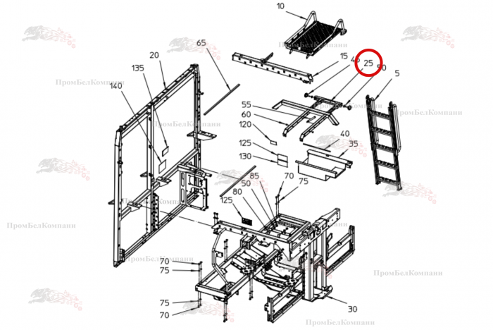 Картинка запчастей: Промежуточная рама 100.93567 для свеклоуборочного комбайна Grimme Rexor 620/630