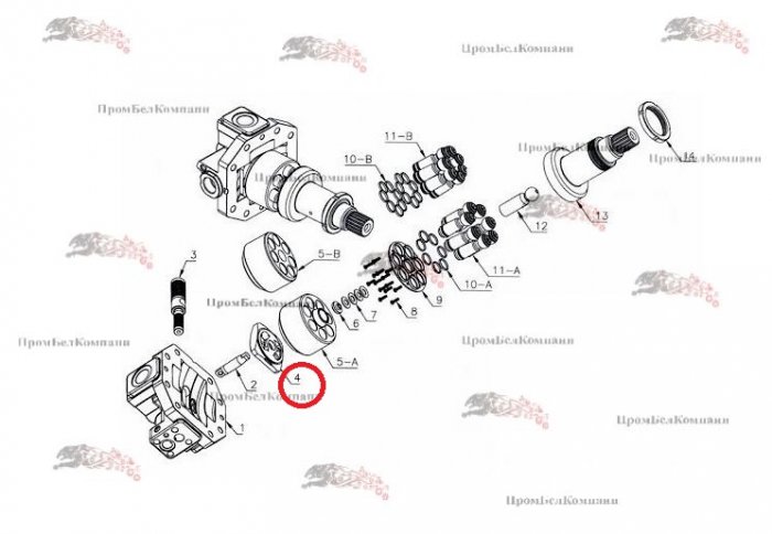 Картинка запчастей: A6VM115 Распределитель гидромотора Bosch Rexroth A6VM115EP100P000A/71AWV0D4A11CV-Y ( R902200241 ) / JCB 332/M7242