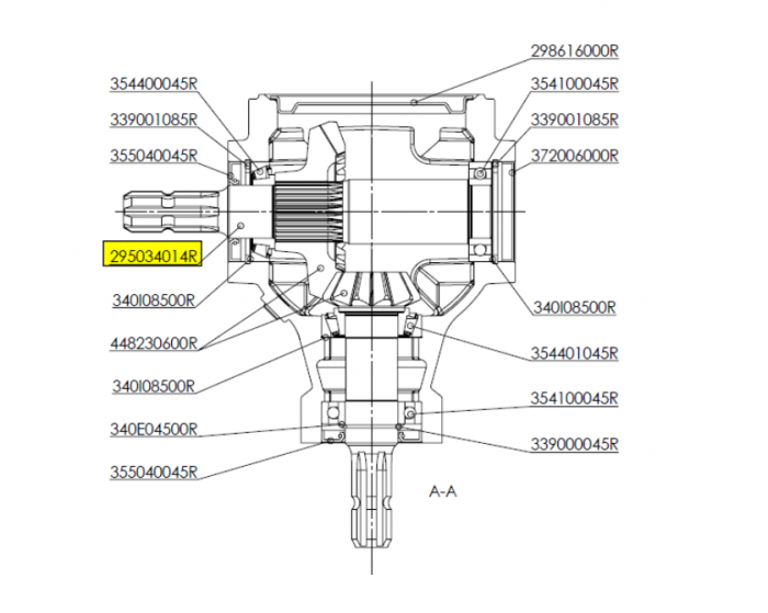 Картинка шлицевой вал bondioli & pavesi 295034014r ( 4081320 )  1.3/8" для редуктора s2100230r110