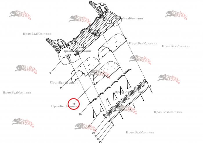 Картинка запчастей: Облицовка (защита корпуса ботвоудалителя, обшивка) 076.04967 для свеклоуборочного комбайна Grimme Rexor 620/630