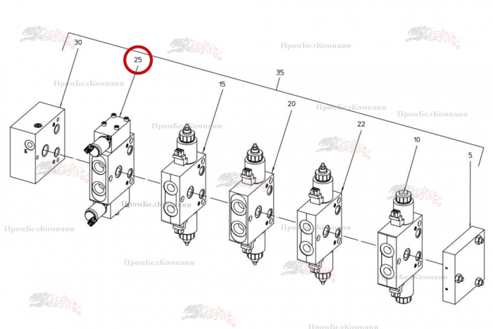 Картинка запчастей: Шестиходовой двухпозиционный клапан 63/125 л/мин B92.05573 для свеклоуборочного комбайна Grimme Rexor 620/630