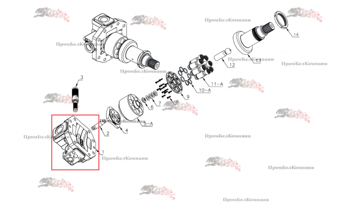 Картинка запчастей: A6VM115 Крышка гидромотора Bosch Rexroth A6VM115EP100P000A/71AWV0D4A11CV-Y ( R902200241 ) / JCB 332/M7242