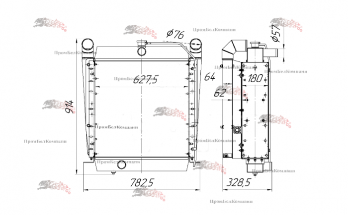Картинка запчастей: Блок радиаторов Б140К.1301.0000 Амкодор 332(А/В), А-342, А-352