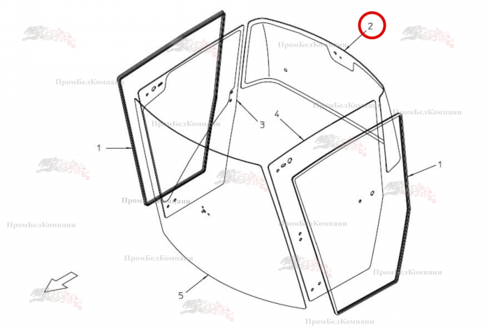 Картинка запчастей: Заднее стекло B81.00946 для свеклоуборочного комбайна Grimme Rexor 620/630