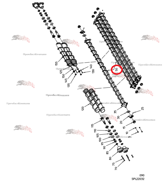 Картинка запчастей: Спиральный валец с покрытием 101.01847 для свеклоуборочного комбайна Grimme Rexor 620/630