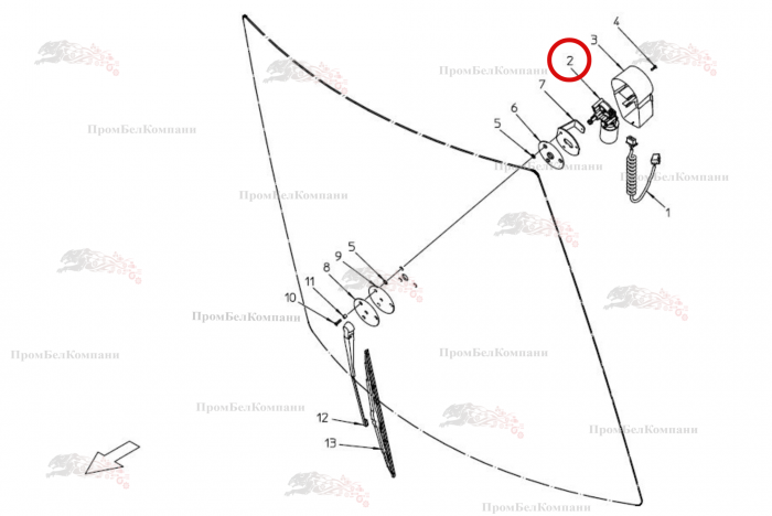 Картинка запчастей: Мотор стеклоочистителя B81.01049 для свеклоуборочного комбайна Grimme Rexor 620/630