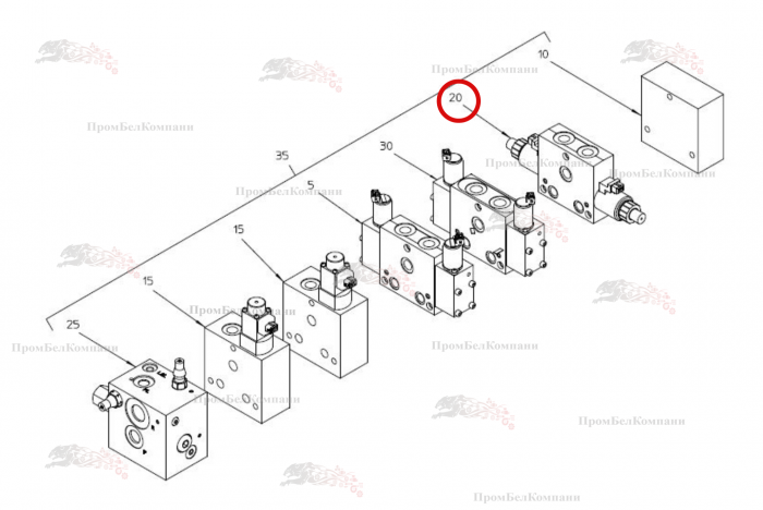 Картинка запчастей: Четырехходовой трехпозиционный клапан 0-6 л/мин B92.05740 для свеклоуборочного комбайна Grimme Rexor 620/630