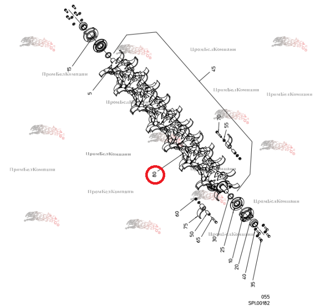 Картинка запчастей: Роторный вал 101.01897 для свеклоуборочного комбайна Grimme Rexor 620/630