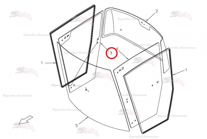 Картинка запчастей: Стекло двери справа B81.00948 для свеклоуборочного комбайна Grimme Rexor 620/630