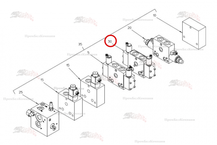 Картинка запчастей: Четырехходовой трехпозиционный клапан 0-4 л/мин B92.50100 для свеклоуборочного комбайна Grimme Rexor 620/630