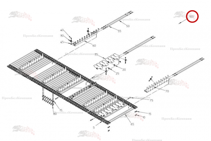 Картинка запчастей: Разгрузочный транспортер бункера 301.03111 для свеклоуборочного комбайна Grimme Rexor 620/630