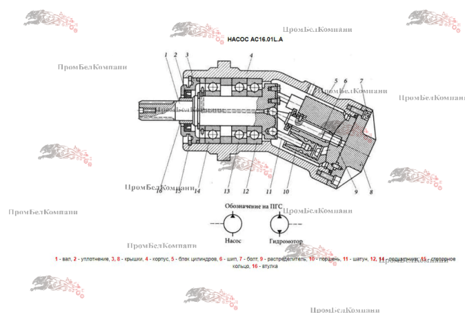 Фотография Гидравлический насос Technometra АС 16.01 L.А для КС-4562, КС-4561 гидронасосы