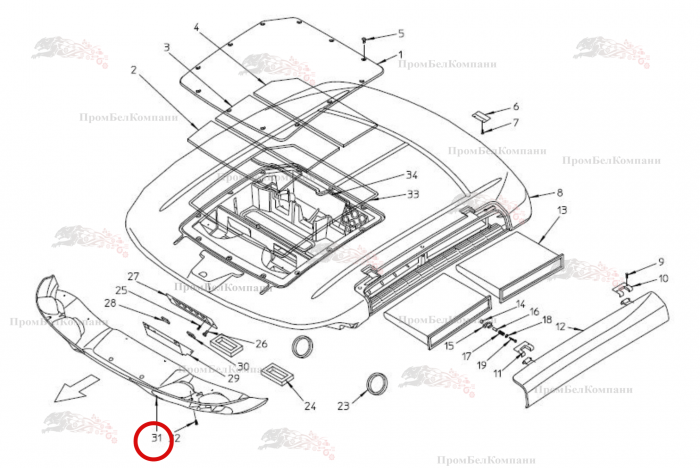 Картинка запчастей: Световой козырек B81.00898 для свеклоуборочного комбайна Grimme Rexor 620/630