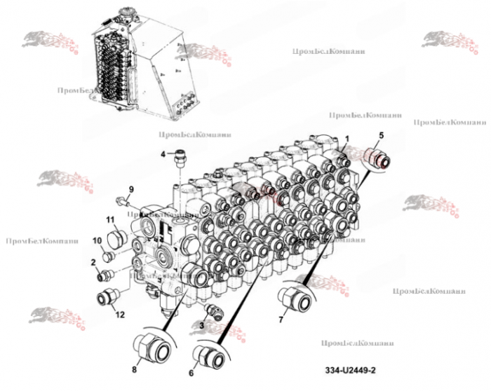 Картинка r908407310 гидрораспределитель bosch rexroth r908407310 a jcb 334/v6001 для мини-экскаватора jcb 65r-1