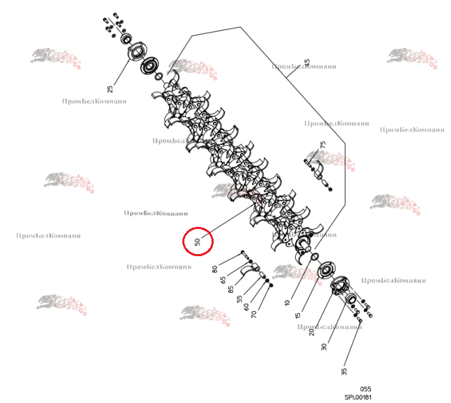 Картинка запчастей: Роторный вал 101.01896 для свеклоуборочного комбайна Grimme Rexor 620/630