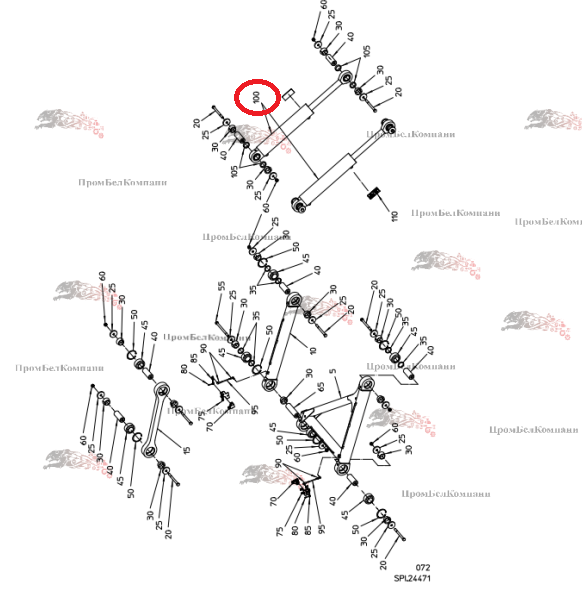 Картинка запчастей: Гидроцилиндр (цилиндр двойного действия) 092.01995 для свеклоуборочного комбайна Grimme Rexor 620/630