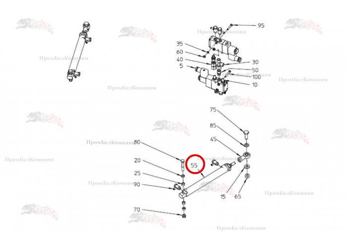 Картинка запчастей: Пневмоцилиндр 25-160-280 B89.12107 для свеклоуборочного комбайна Grimme Rexor 620/630