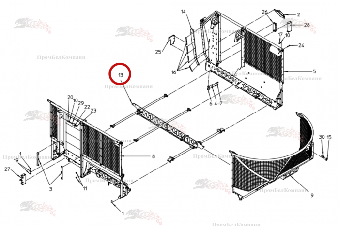 Картинка запчастей: Каркас 101.04006 для свеклоуборочного комбайна Grimme Rexor 620/630