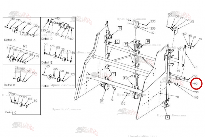 Картинка запчастей: Стойка 015.76308 для свеклоуборочного комбайна Grimme Rexor 620/630