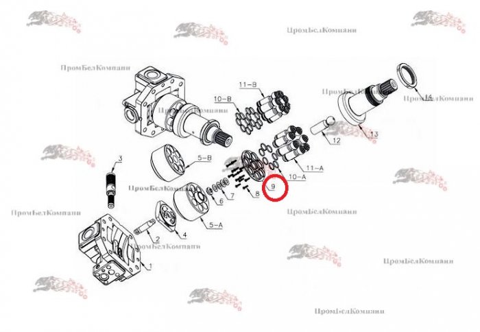 Картинка запчастей: A6VM115 Прижимная пластина гидромотора Bosch Rexroth A6VM115EP100P000A/71AWV0D4A11CV-Y ( R902200241 ) / JCB 332/M7242