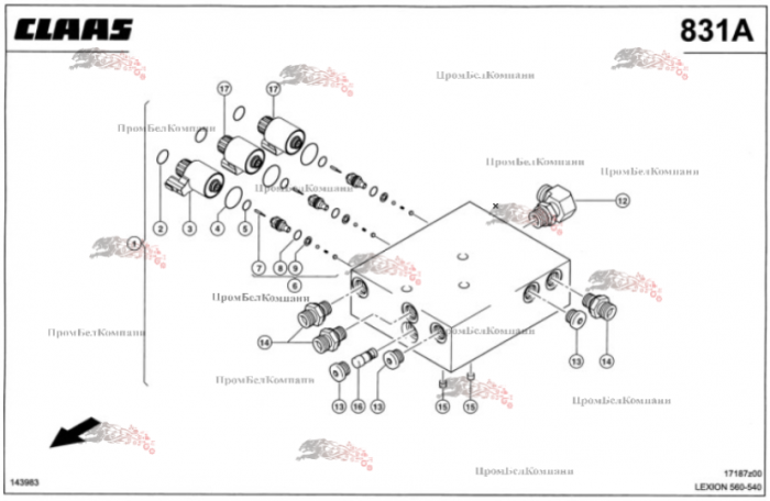 Картинка блок распределительный 0000398530 для комбайна claas lexion 560