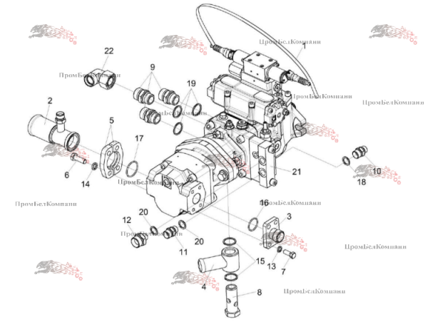 Картинка запчастей: Гидронасос двухсекционный Bondioli&Pavesi M4PV50-45 для КВК-800 ( ПАЛЕССЕ FS80 ) КВС-5-0604330