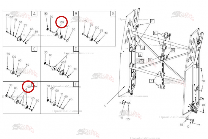 Картинка запчастей: Опорный ролик 602.00052 для свеклоуборочного комбайна Grimme Rexor 620/630
