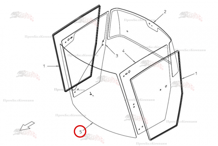 Картинка запчастей: Переднее стекло B81.00950 для свеклоуборочного комбайна Grimme Rexor 620/630
