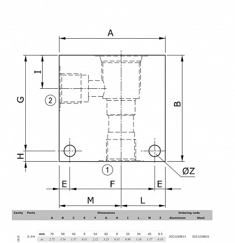 Гидравлический клапан Walvoil 3СС1220E21 + гидравлический клапан (сердечник) EC12M10NB PL1906958 / EC12M/10NB ( 0EC12002007 ) в сборе с электромагнитной катушкой 12V DC