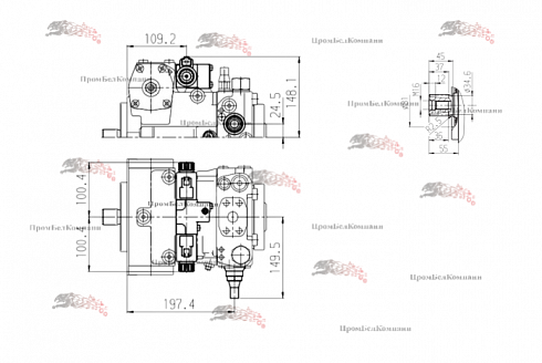 Изображение a4vg56 гидронасос аксиально-поршневой bosch rexroth (brueninghaus hydromatik) 42u1711100ne / a4vg56da1d2/32r-nac02f015s-s для погрузчика бме 1560, бме1565, комбайна kleine sf-10, телескопического погрузчика dieci