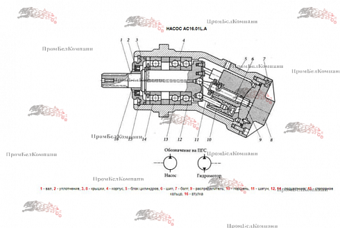 Изображение гидравлический насос technometra ас 16.01 l.а для кс-4562, кс-4561 гидронасосы